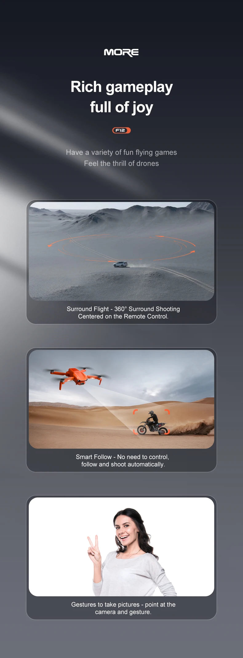 F12 GPS Drone, more Rich gameplay full of joy F1z Have variety of fun flying games .