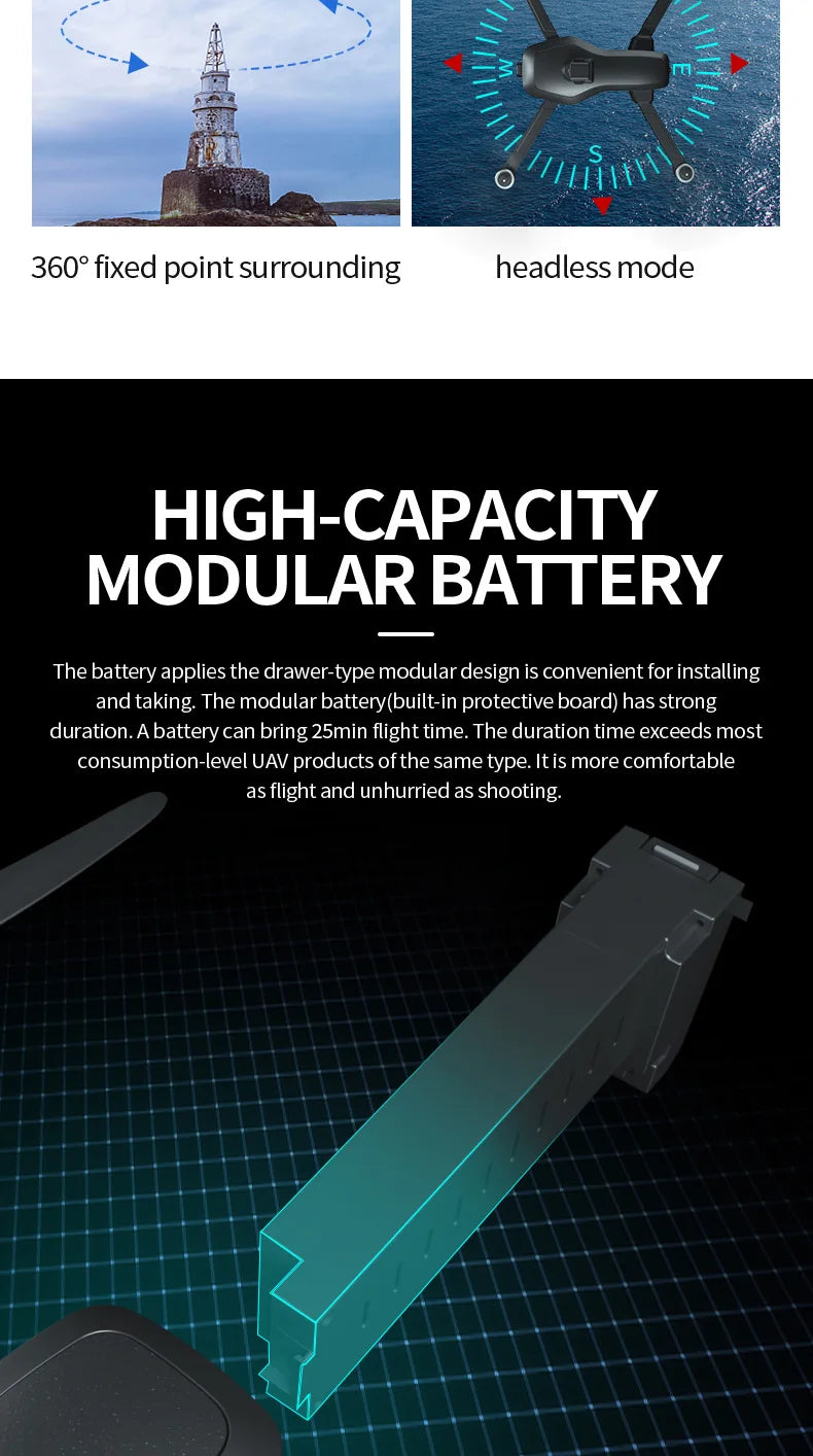 4Drc 193 Max Drone, the battery applies the drawer-type modular design is convenient for installing and