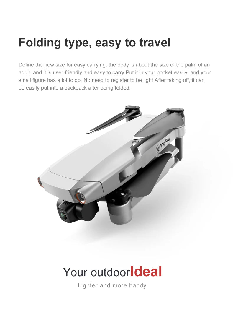 106 Pro GPS Drone - 4K HD كاميرا مزدوجة ثلاثية المحاور مضادة للاهتزاز Gimbal 5G WIFI FPV محرك بدون فرشاة قابلة للطي كوادكوبتر هدية لعبة كاميرا احترافية بدون طيار 16 106 Pro GPS Drone - 4