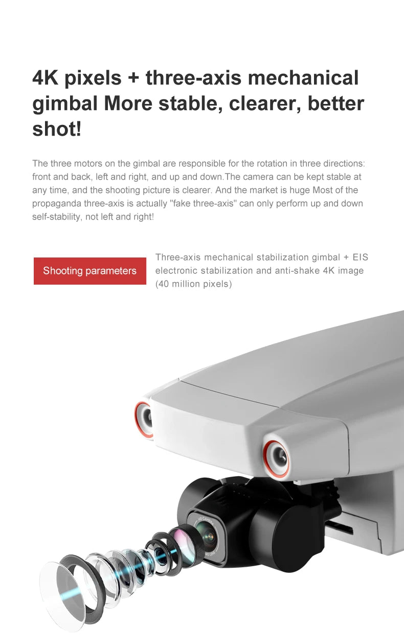 106 Pro GPS Drone - 4K HD كاميرا مزدوجة ثلاثية المحاور مضادة للاهتزاز Gimbal 5G WIFI FPV محرك بدون فرشاة قابلة للطي كوادكوبتر هدية لعبة كاميرا احترافية بدون طيار 18 106 Pro GPS Drone, three motors on the gimbal are responsible for the rotation