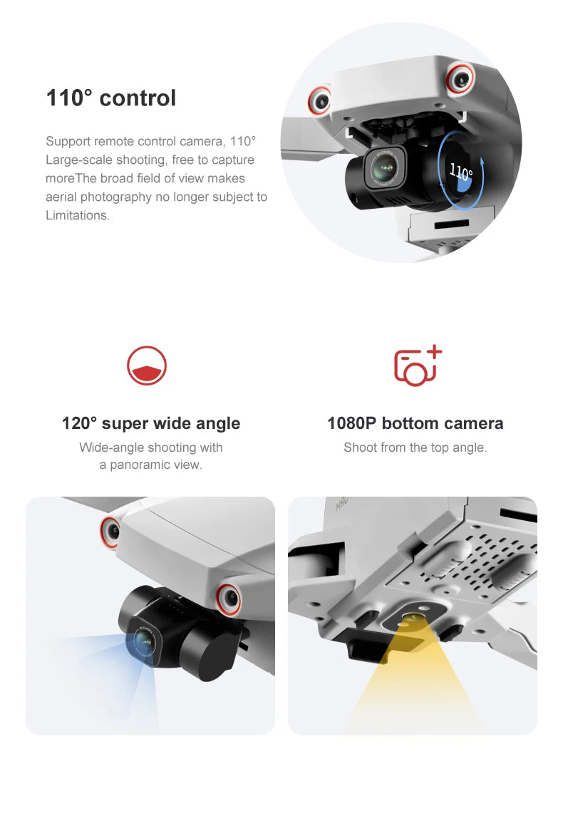 106 Pro GPS Drone - 4K HD كاميرا مزدوجة ثلاثية المحاور مضادة للاهتزاز Gimbal 5G WIFI FPV محرك بدون فرشاة قابلة للطي كوادكوبتر هدية لعبة كاميرا احترافية بدون طيار 19 106 Pro GPS Drone, 1209 super wide angle 1080P bottom camera Wide-angle shooting