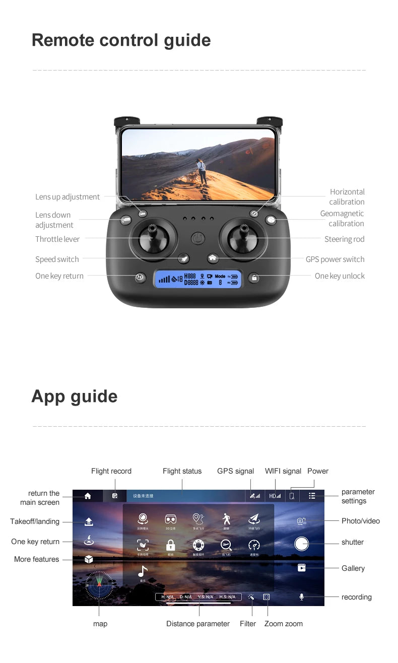 106 Pro GPS Drone - 4K HD كاميرا مزدوجة ثلاثية المحاور مضادة للاهتزاز Gimbal 5G WIFI FPV محرك بدون فرشاة قابلة للطي كوادكوبتر هدية لعبة كاميرا احترافية بدون طيار 34 106 Pro GPS Drone, HNA 0 NA Jisania ASNa recording map Distance