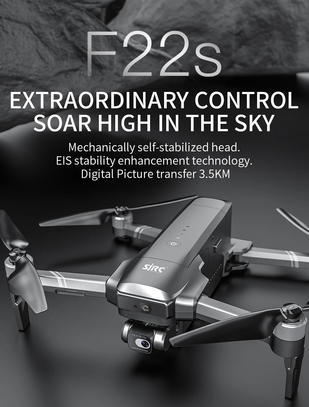 طائرة بدون طيار SJRC F22S - كاميرا 4K HD EIS مسافة 3.5 كيلومتر و35 دقيقة نظام تحديد المواقع العالمي (GPS) وكاميرا واي فاي للتدفق البصري 9 SJRC F22S Drone, F2Zs EXTRAORDINARY CONTROL SOAR HIGH IN THE
