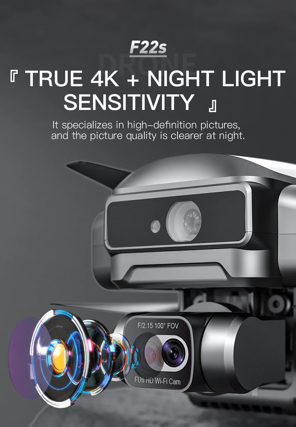 طائرة بدون طيار SJRC F22S - كاميرا 4K HD EIS مسافة 3.5 كيلومتر و35 دقيقة نظام تحديد المواقع العالمي (GPS) وكاميرا واي فاي للتدفق البصري 15 SJRC F22S Drone