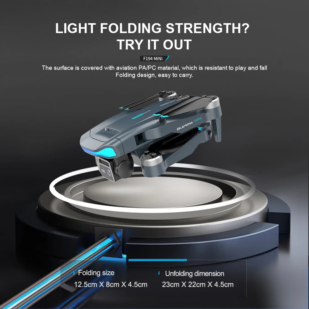 F194 GPS Drone, the surface is covered with aviation PAIPC material, which is resistant to play and fall.