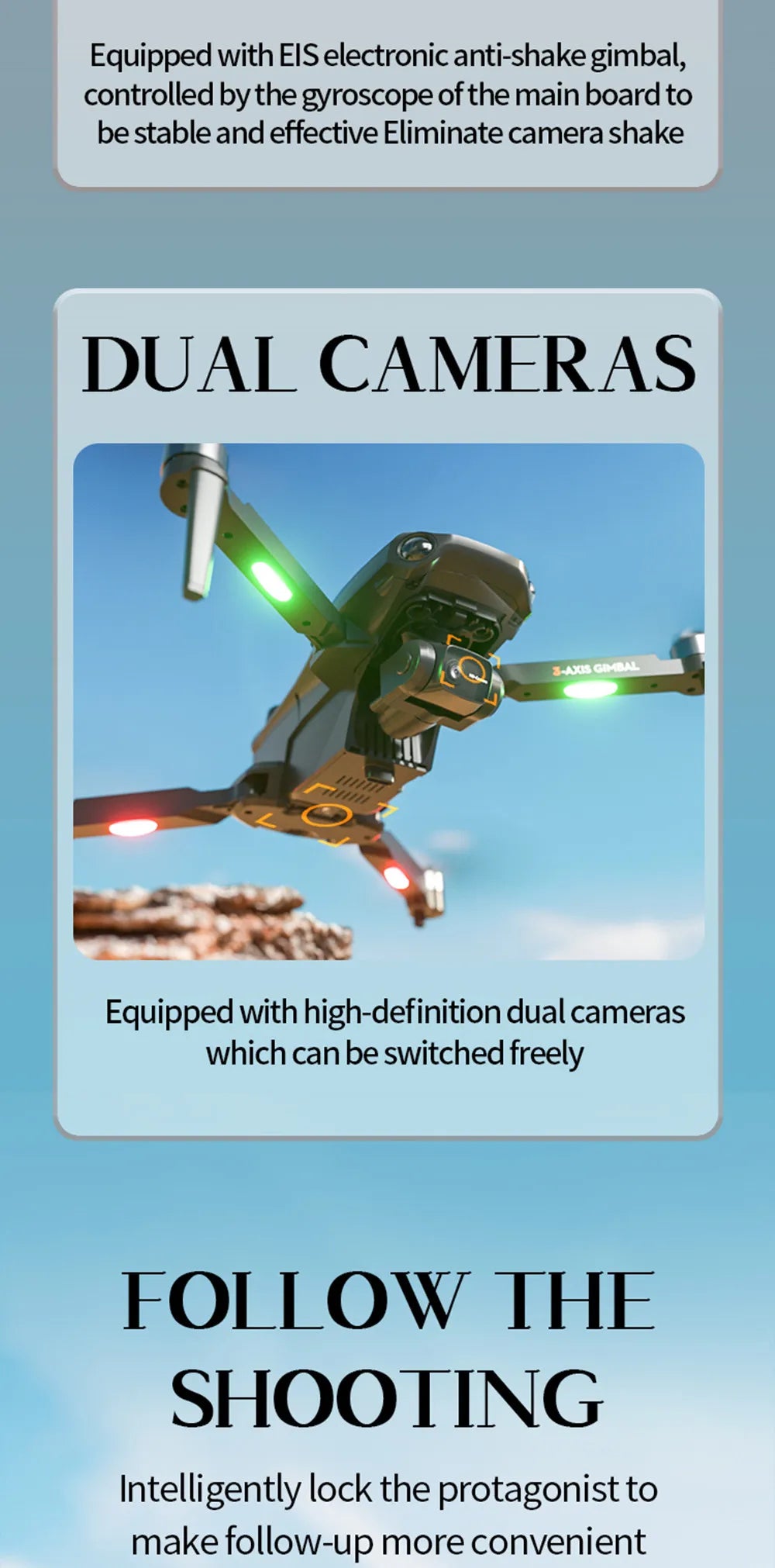 X38 PRO Drone, Equipped with ElS electronic anti-shake gimbal; controlled bythe g