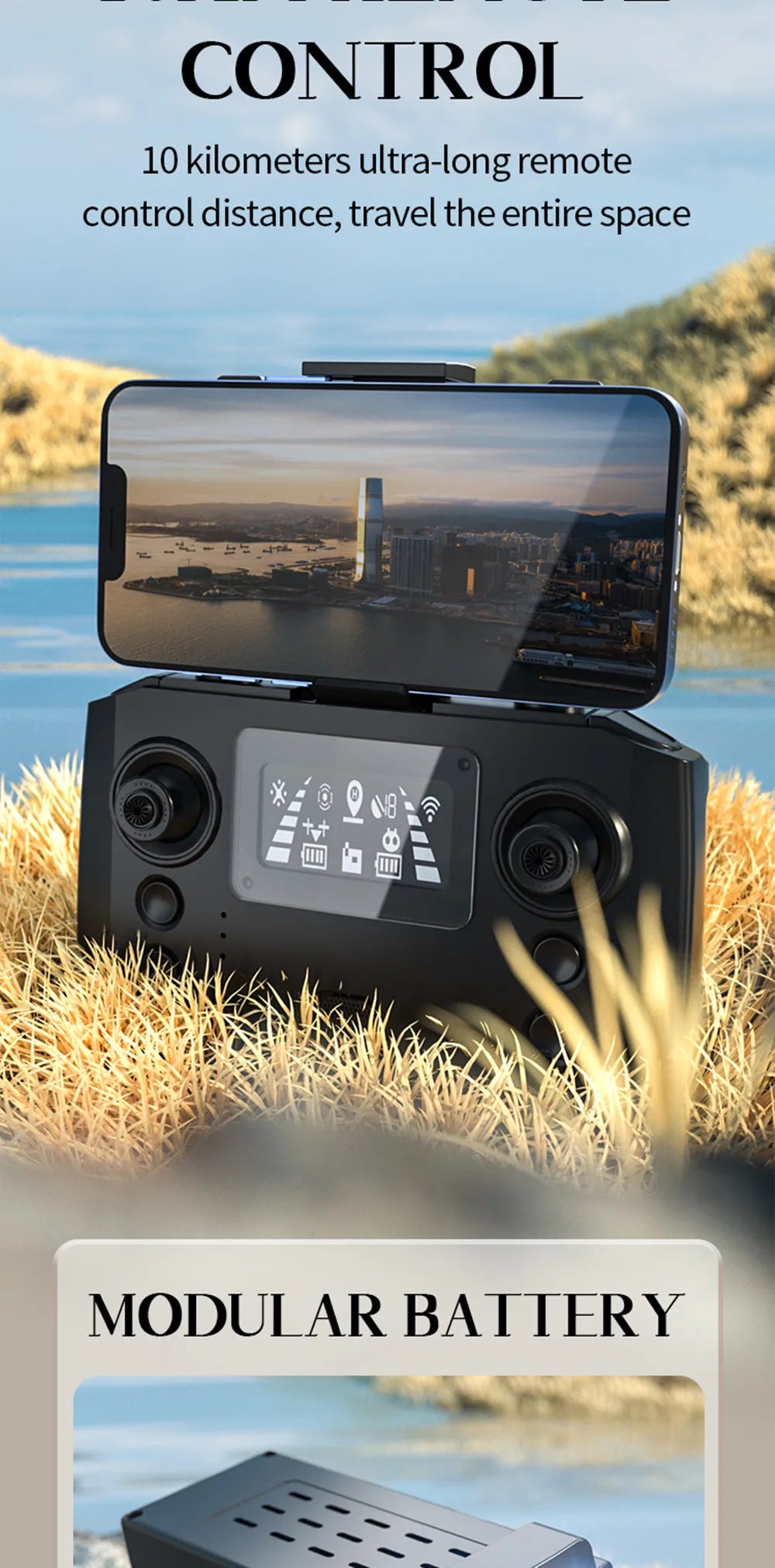 X38 PRO Drone, CONTROL 10 kilometers ultra-longremote control distance; travelthe entire spacemodel