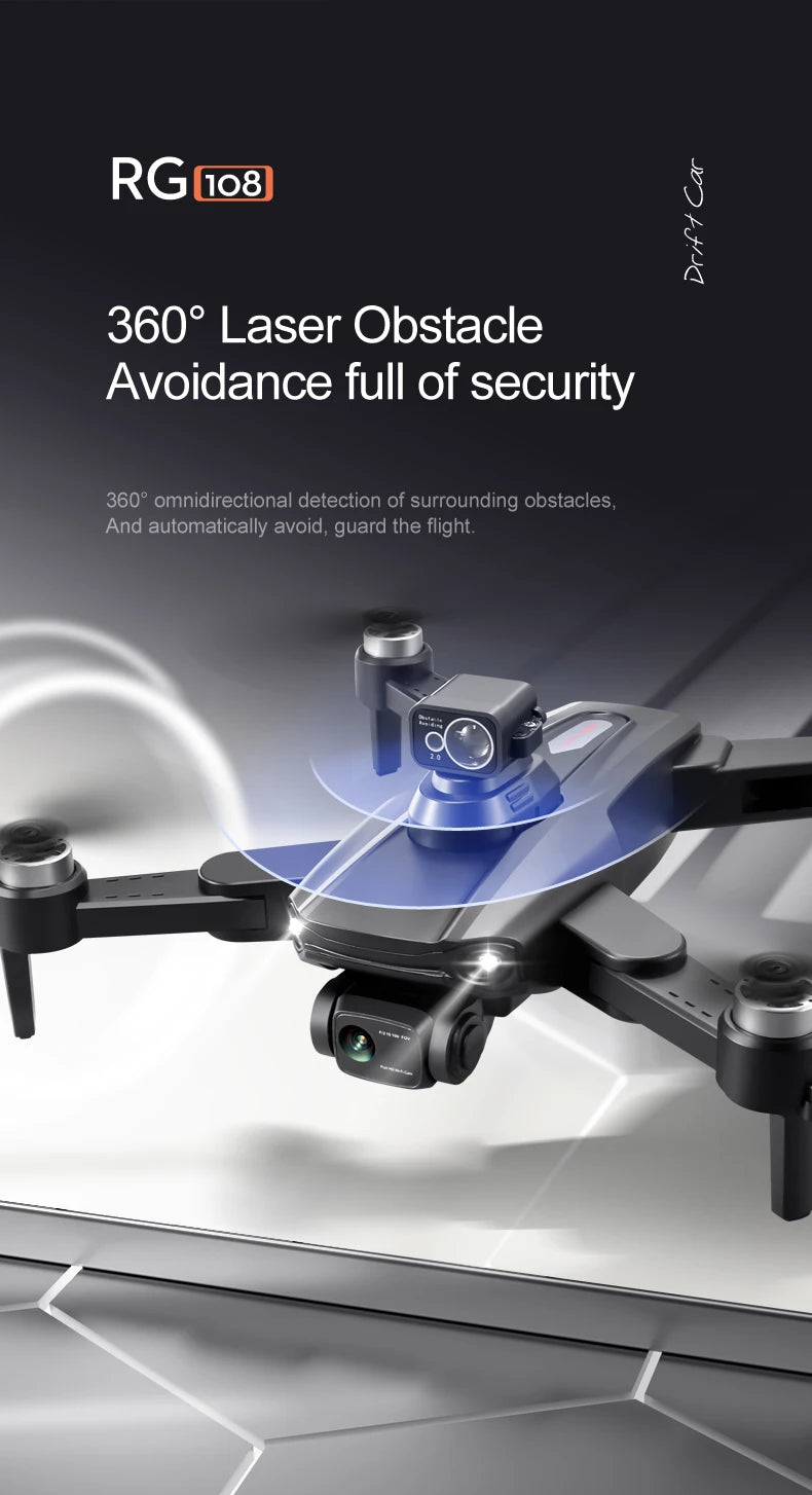 RG108 MAX Drone - 2023 NEW Professional 8K HD Dual Camera FPV 3Km GPS التصوير الجوي بدون فرشاة محرك كوادكوبتر قابل للطي ألعاب كاميرا احترافية بدون طيار 30 RG108 MAX Drone, RGlo8 _ J 3609 Laser Obstacle Avoidance full of security