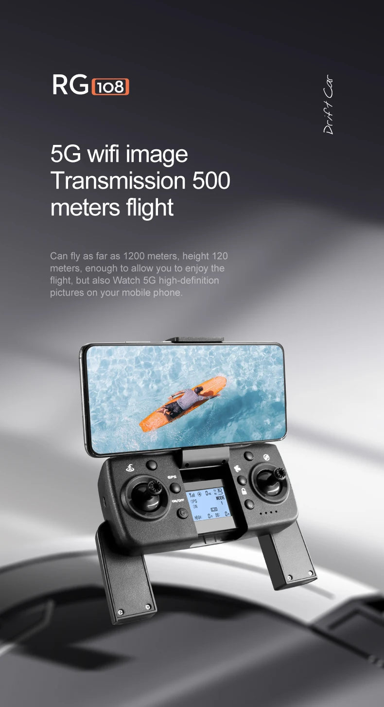 RG108 MAX Drone - 2023 NEW Professional 8K HD Dual Camera FPV 3Km GPS التصوير الجوي بدون فرشاة محرك كوادكوبتر قابل للطي ألعاب كاميرا احترافية بدون طيار 33 RG108 MAX Drone, 5G wifi image transmission 500 meters flight Can fly as far as 1200 meters; height 120