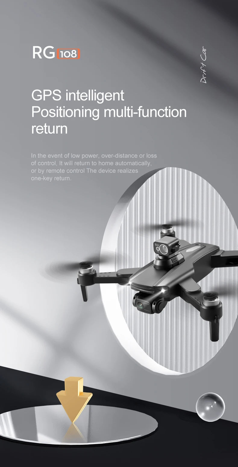 RG108 MAX Drone - 2023 NEW Professional 8K HD Dual Camera FPV 3Km GPS التصوير الجوي بدون فرشاة محرك كوادكوبتر قابل للطي ألعاب كاميرا احترافية بدون طيار 35 RG108 MAX Drone, RG 108 J GPS intelligent Positioning return in the event of low power; over-