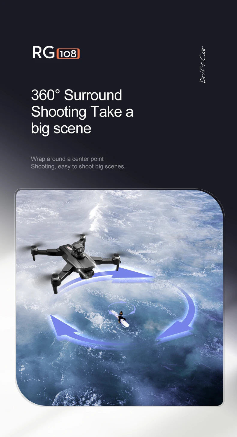 RG108 MAX Drone - 2023 NEW Professional 8K HD Dual Camera FPV 3Km GPS التصوير الجوي بدون فرشاة محرك كوادكوبتر قابل للطي ألعاب كاميرا احترافية بدون طيار 38 RG108 MAX Drone, RGuo8_ 1 360* Surround Shooting Take a big scene Wrap around