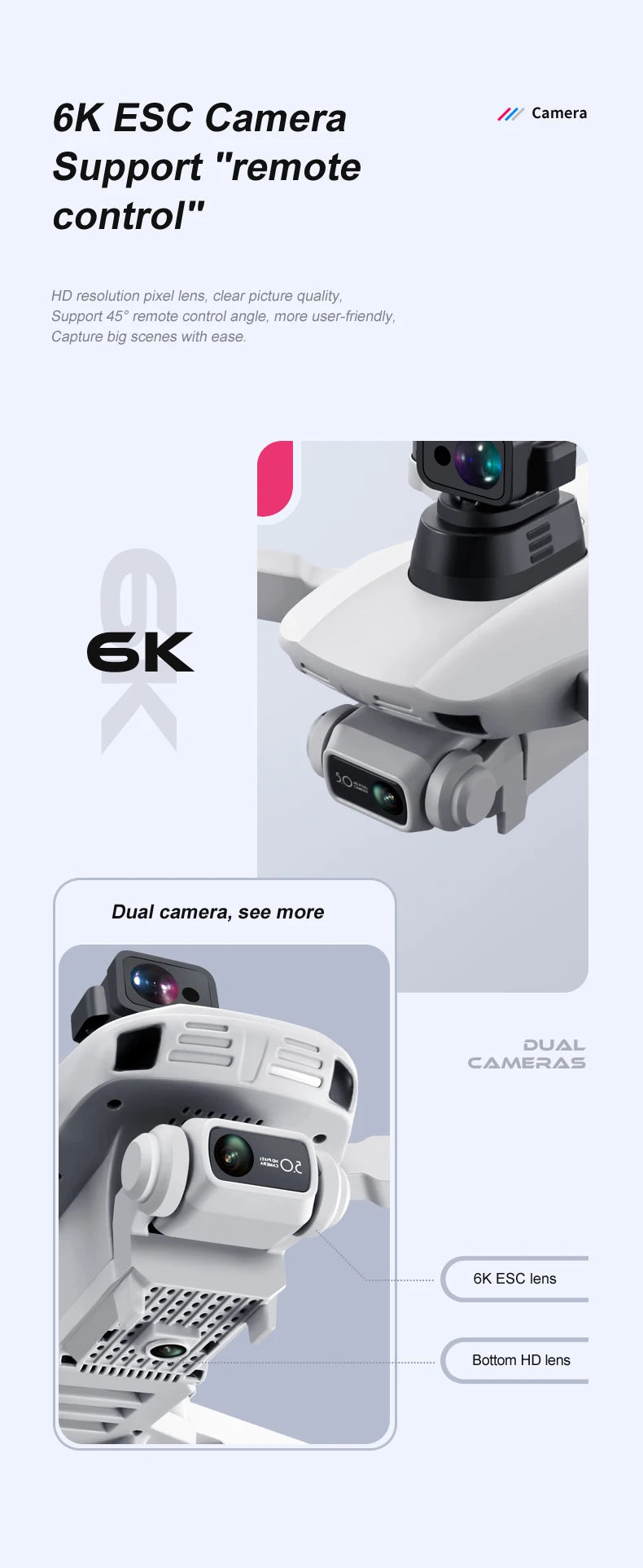 F8 GPS Drone, 6K ESC Camera Support "remote control" HD resolution pixel lens, clear