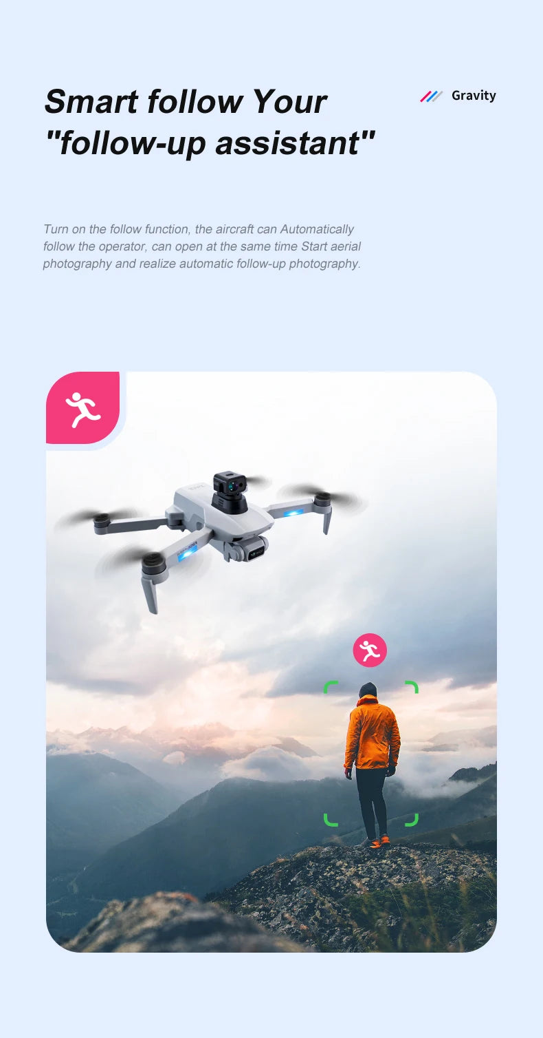 F8 GPS Drone, turn on the follow function, the aircraft can Automatically follow the operator; can open at the