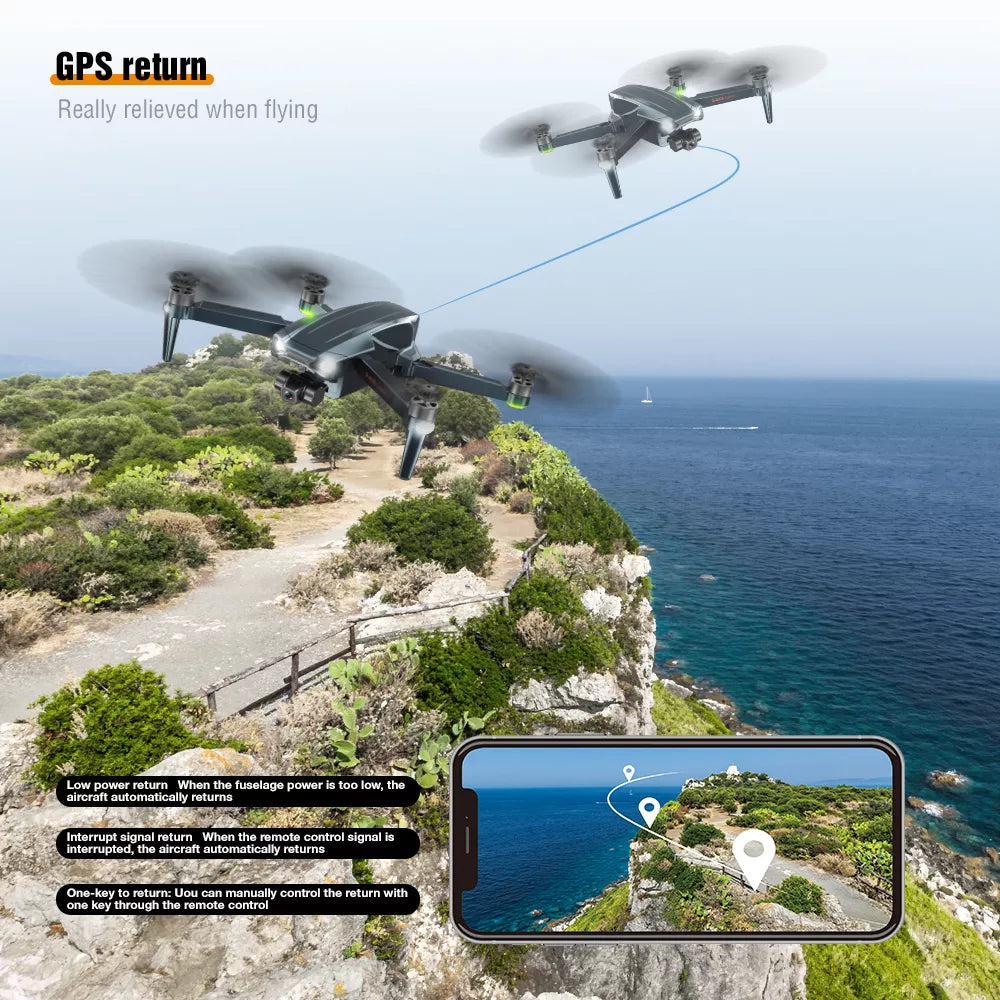 ZFR F186 Drone With 4K HD Dual Camera 3-Axis Gimbal 4Km Brushless Motor 5G WIFI GPS Quadcopter Professional Camera Drone 25 ZFR F186 Drone, the aircralt automatically returns When the fuselage power is too low, the aircraft automatically