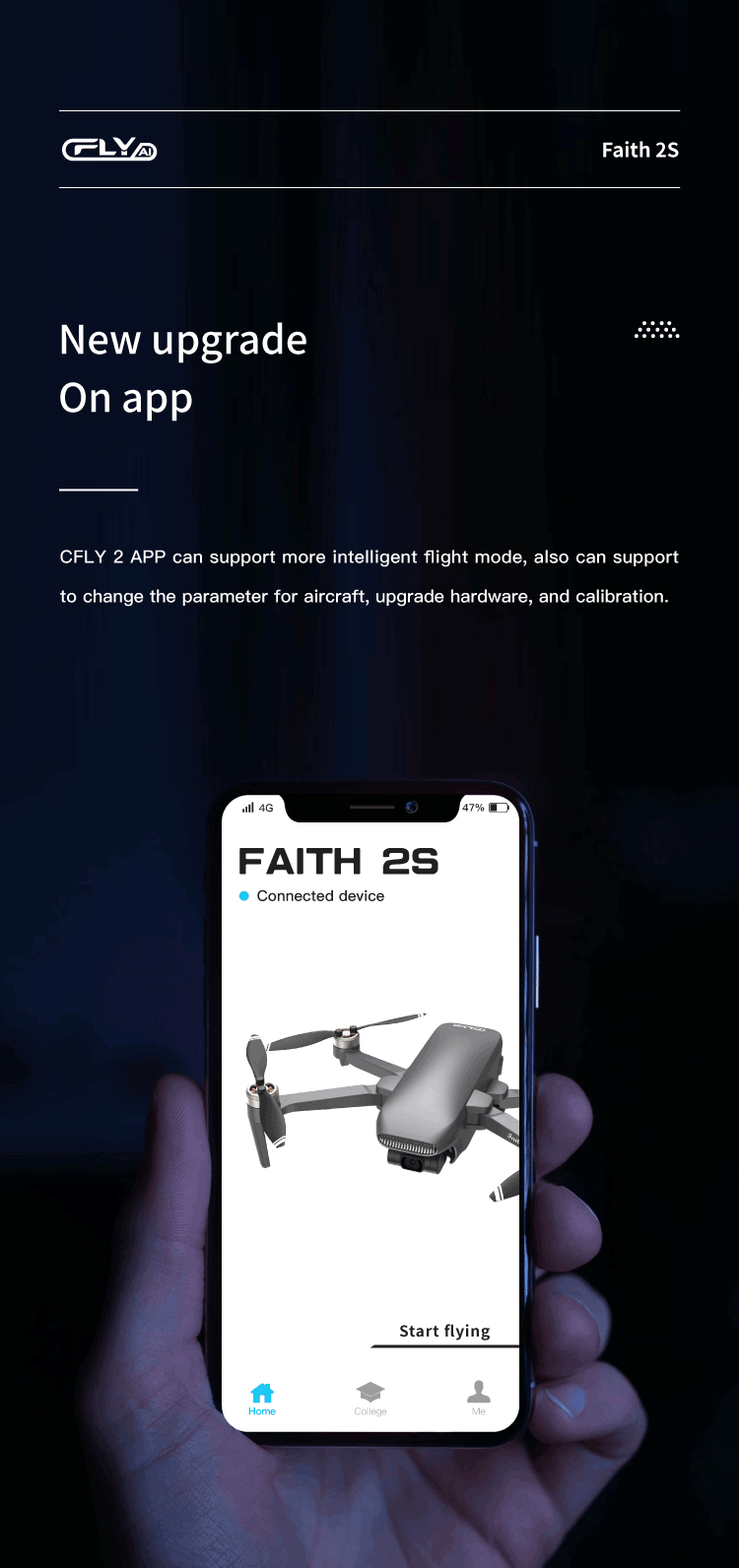 CFLY 2 APP can support more intelligent flight mode, also can support to change the