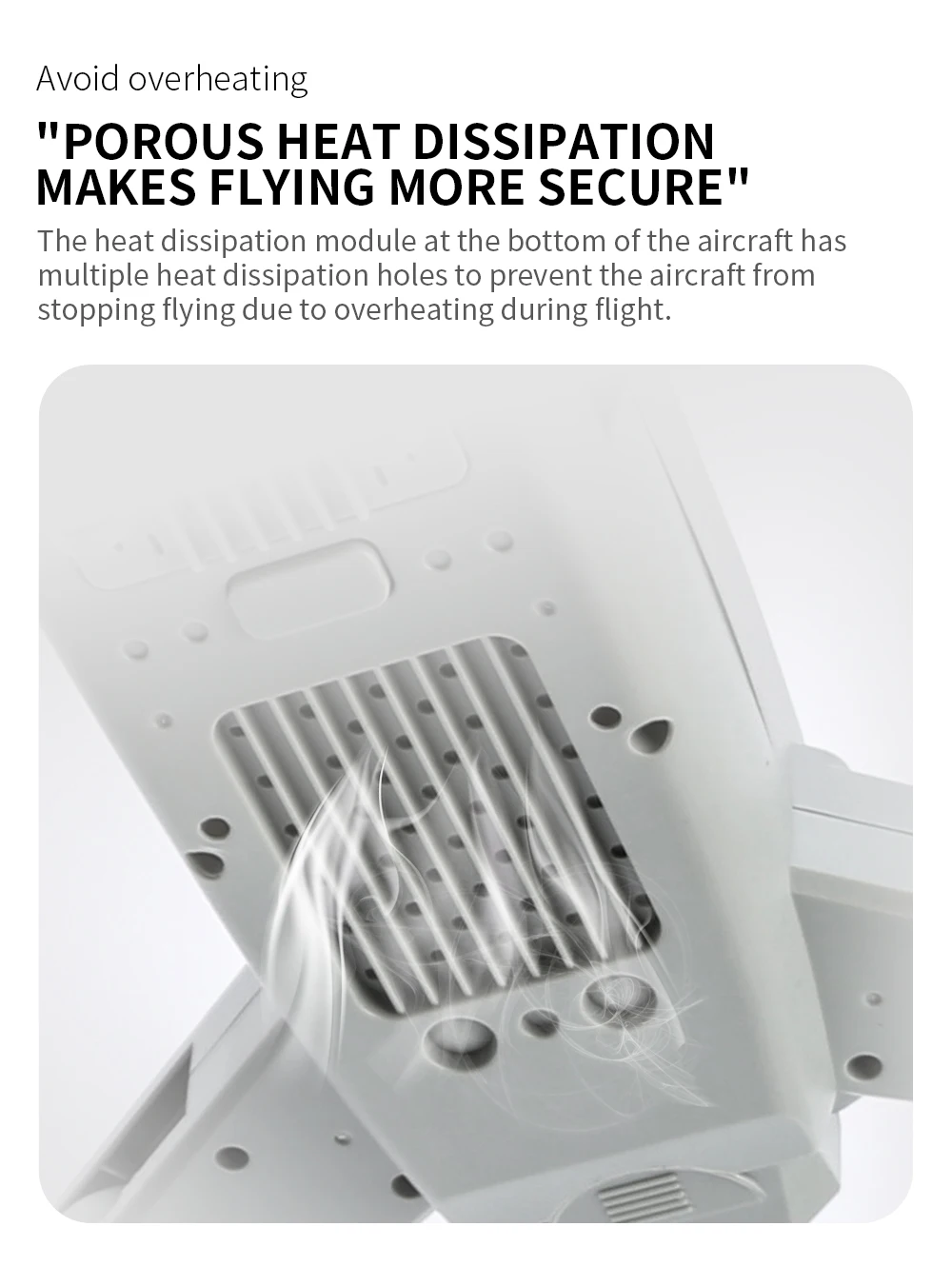 L900 Pro SE MAX Drone, the heat dissipation module at the bottom of the aircraft has multiple holes to prevent