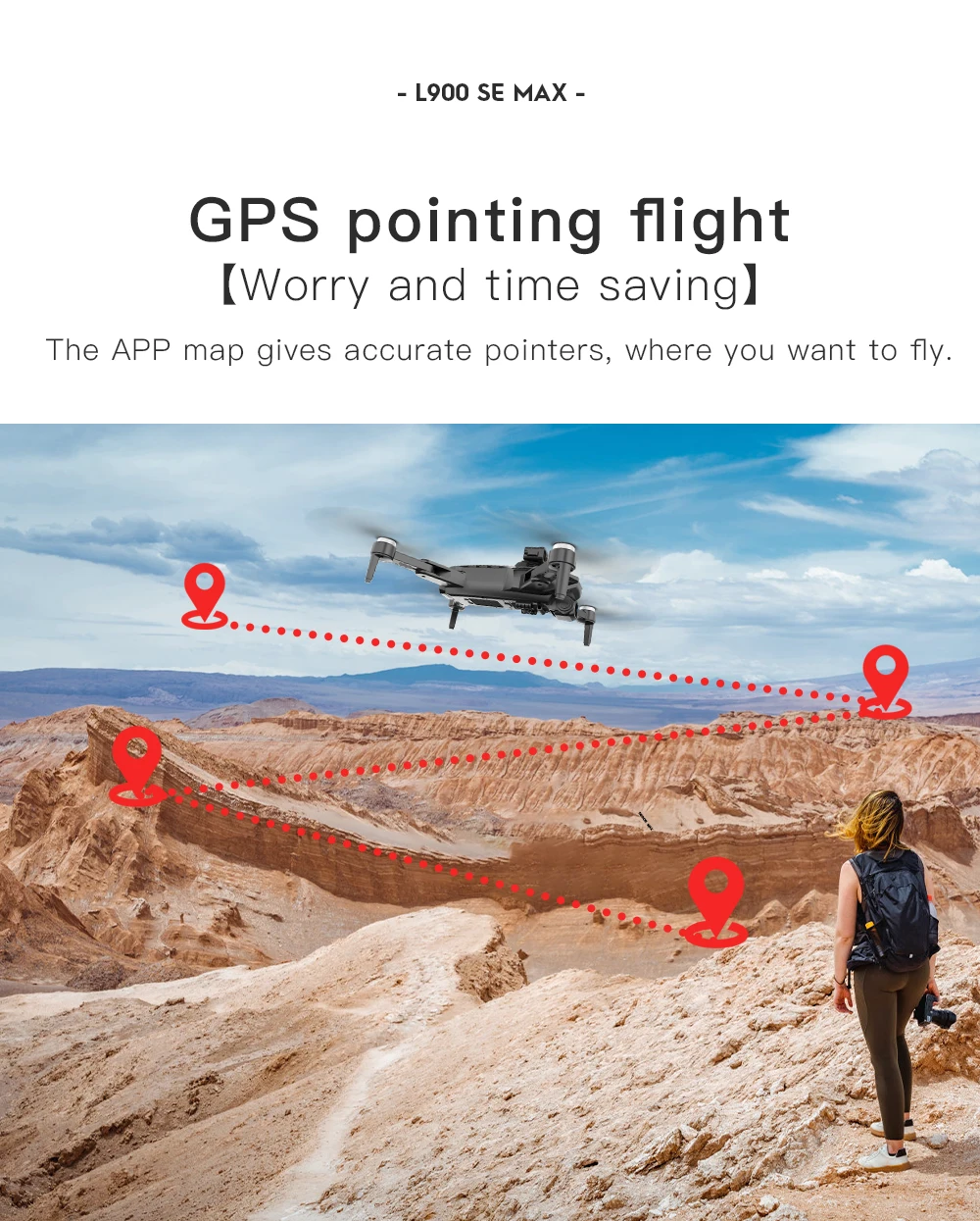 L900 Pro SE MAX Drone, the APP map gives accurate pointers, where ou want to fly.