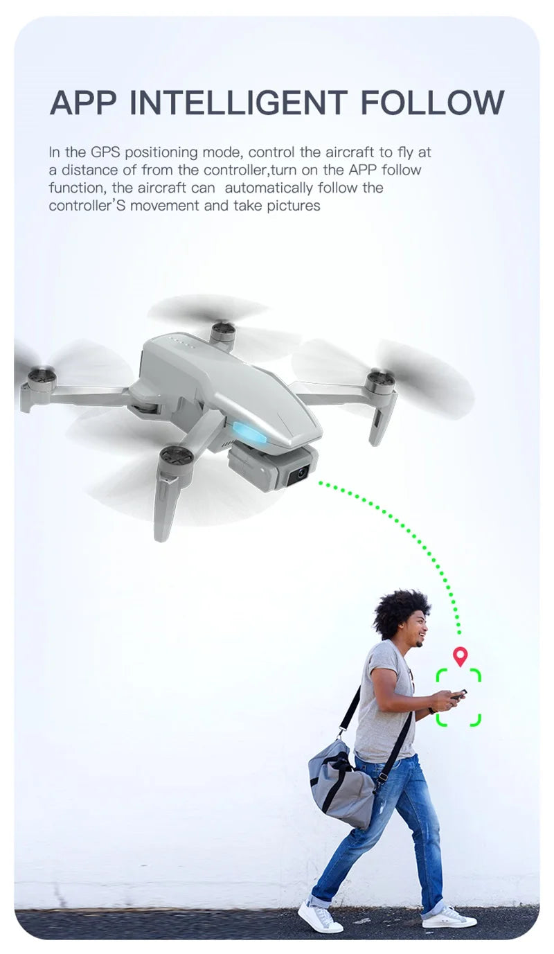 H851 GPS Drone - 4K HD كاميرا مزدوجة واي فاي Fpv 2-Axis RC هليكوبتر ارتفاع عقد وضع مقطوعة الرأس احترافية قابلة للطي كوادكوبتر RC لعبة كاميرا احترافية بدون طيار 30 H851 GPS Drone, APP INTELLIGENT FOLLOW In the GPS positioning mode, control the aircraft
