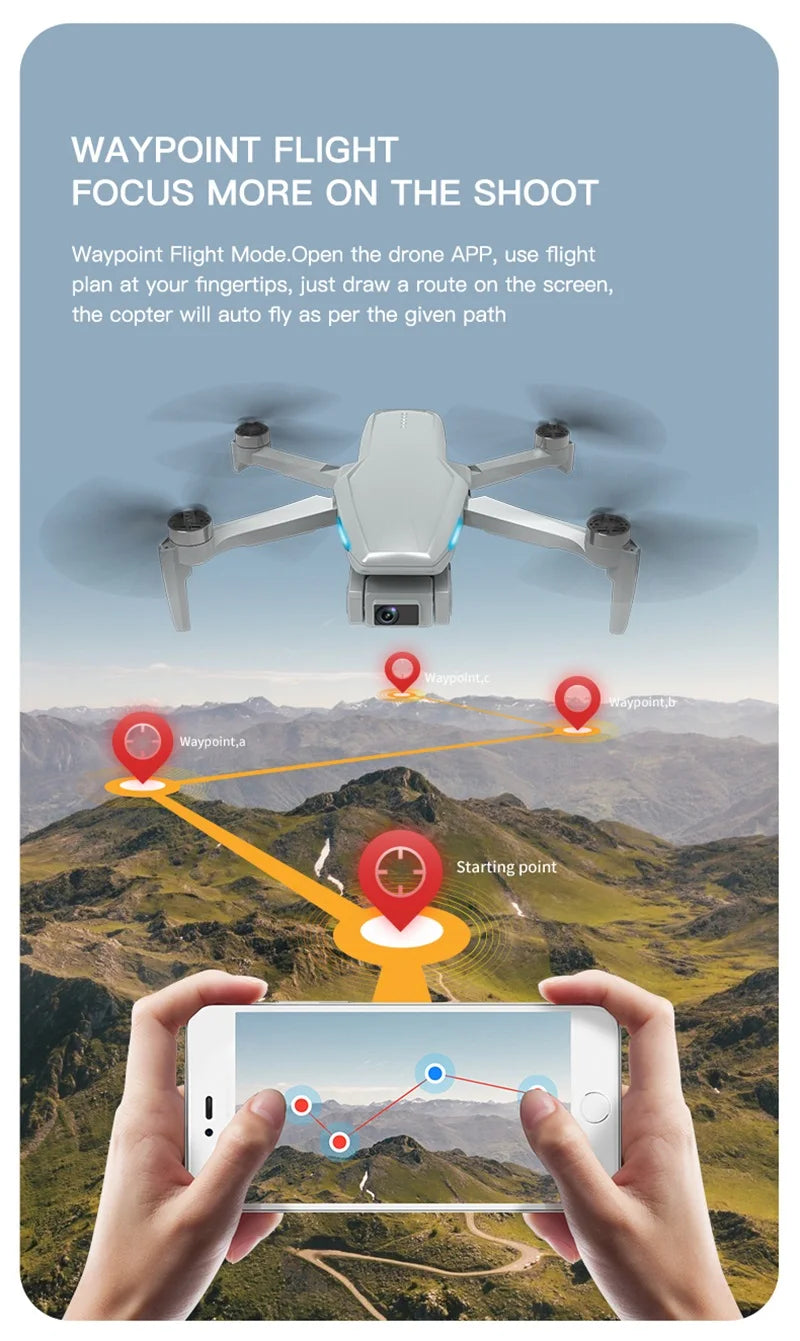 H851 GPS Drone - 4K HD كاميرا مزدوجة واي فاي Fpv 2-Axis RC هليكوبتر ارتفاع عقد وضع مقطوعة الرأس احترافية قابلة للطي كوادكوبتر RC لعبة كاميرا احترافية بدون طيار 31 H851 GPS Drone, WAYPOINT FLIGHT FOCUS MORE ON THE SHOOT Waypoint Flight Mode