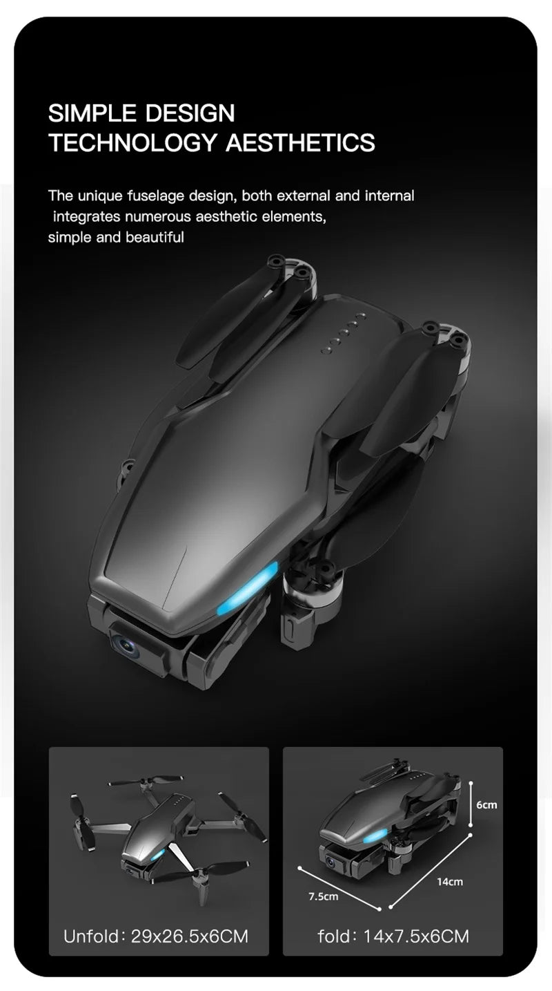 H851 GPS Drone - 4K HD كاميرا مزدوجة واي فاي Fpv 2-Axis RC هليكوبتر ارتفاع عقد وضع مقطوعة الرأس احترافية قابلة للطي كوادكوبتر RC لعبة كاميرا احترافية بدون طيار 35 H851 GPS Drone, fuselage design integrates numerous aesthetic elements; simple and beautiful 6cm 14cm 7