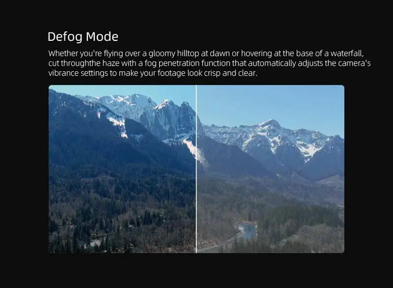 Autel Robotics EVO Lite +, Defog Mode automatically adjusts the camera's vibrance settings to make your footage