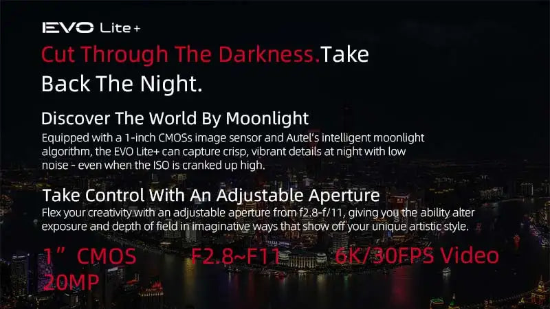 Autel Robotics EVO Lite +, EEvO Lite+ can capture crisp, vibrant details at night with low noise 