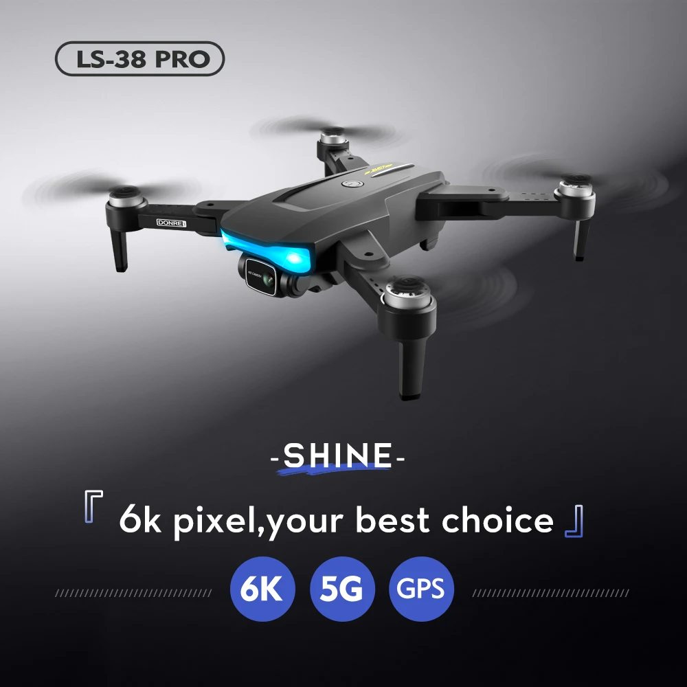 طائرة بدون طيار KBDFA LS38 - كاميرا تصوير جوي احترافية EIS عالية الدقة 6K HD 5G WIFI لتحديد التدفق البصري كوادكوبتر ألعاب كاميرا احترافية بدون طيار 12 KBDFA LS38 Drone, LS-38 PRO DONRE -SHINE- [ 6k pixel,
