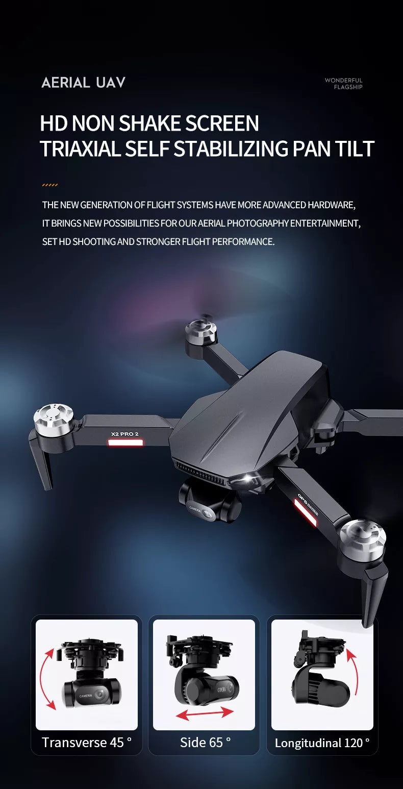 X2 Pro3 الطائرة بدون طيار 8K HD كاميرا 3 محاور Gimbal نظام تحديد المواقع المهنية المضادة للاهتزاز التصوير الجوي طوي كوادكوبتر كاميرا احترافية بدون طيار 10 X2 Pro3 Drone, AERIAL UAV WONDGSHUP HD NON SHAKE SCREEN T