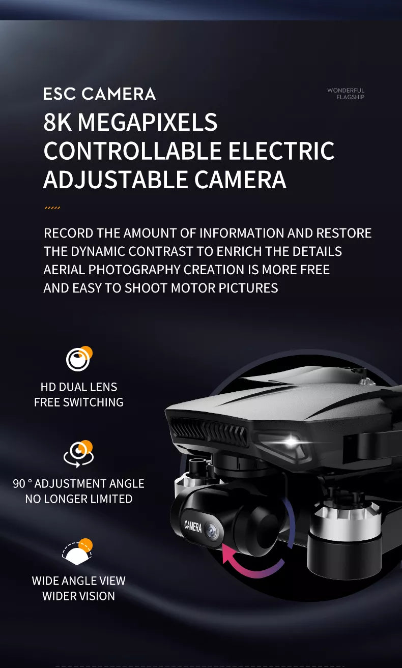 X2 Pro3 الطائرة بدون طيار 8K HD كاميرا 3 محاور Gimbal نظام تحديد المواقع المهنية المضادة للاهتزاز التصوير الجوي طوي كوادكوبتر كاميرا احترافية بدون طيار 12 X2 Pro3 Drone, ESC CAMERA WONDCFUP 8K MEGAPIXELS CONTRO