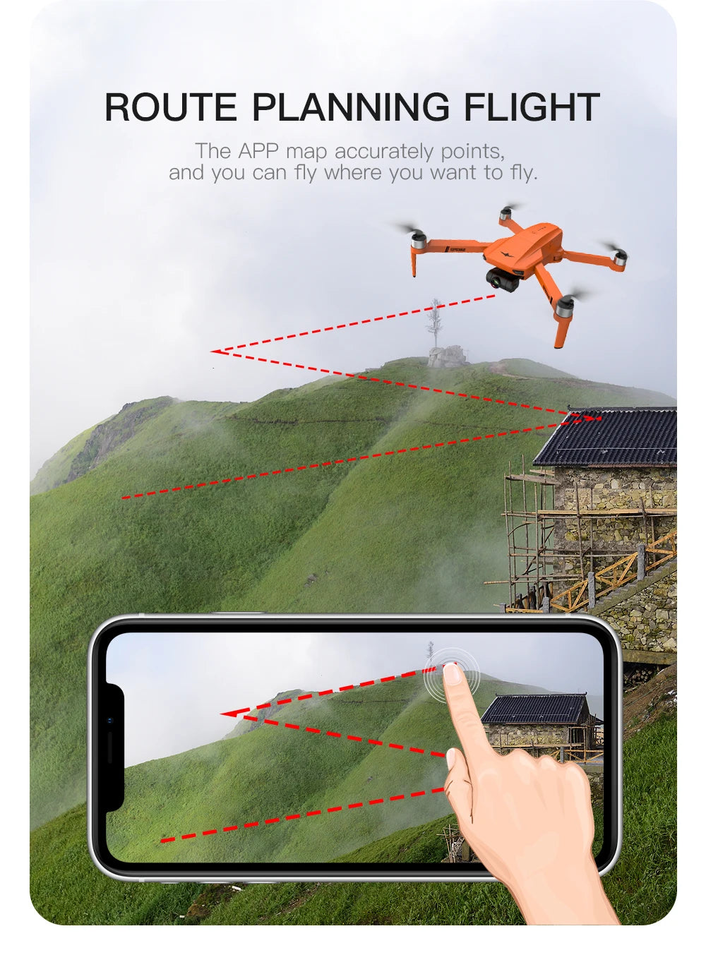 2023 New GPS Drone, ROUTE PLANNING FLIGHT The APP map accurately points;