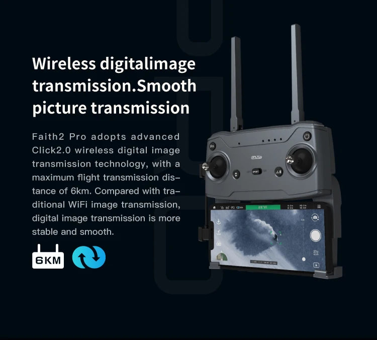 CFLY Faith 2pro Drone - 3-Axis Gimbal Camera, CFLY Faith 2pro Drone, Faith2 Pro adopts advanced Click2.0 wireless digital image transmission technology, with maximum flight transmission dis