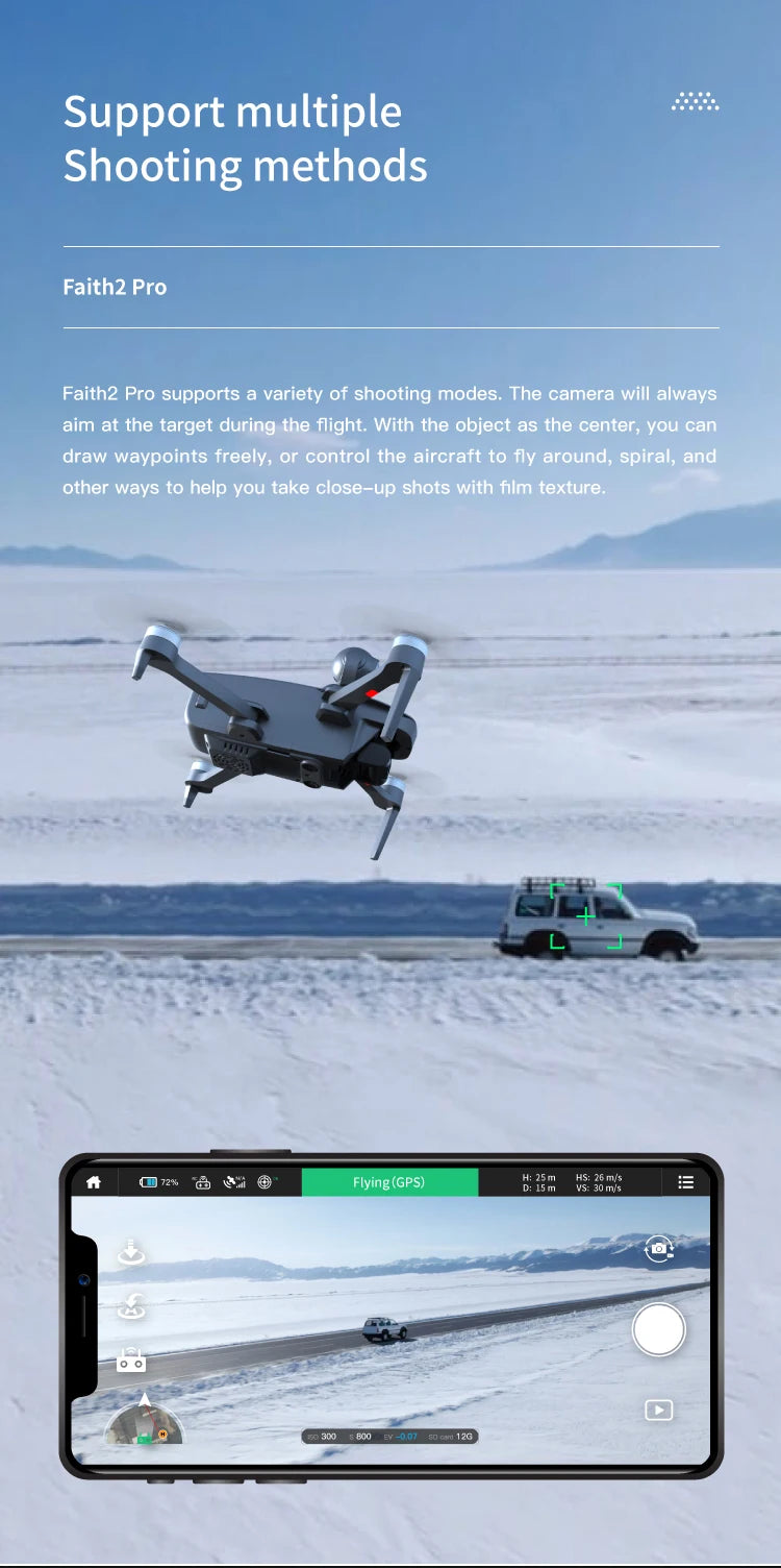 CFLY Faith 2pro Drone - 3-Axis Gimbal Camera, CFLY Faith 2pro Drone, the camera will always aim at the target the flight: with the object as the center, You