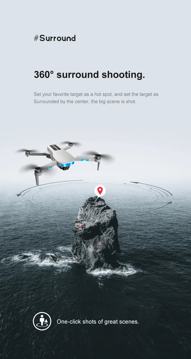 2023 New LU3 Max GPS Drone, #Surround3609 surround shooting: One-click shots of