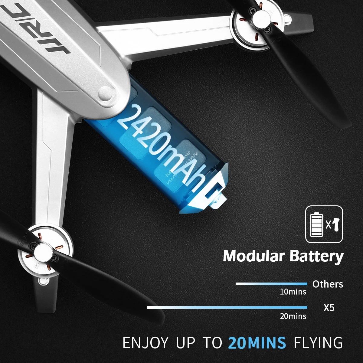 JJRC JJPRO X5 Drone, DiYIT 2420mAhmh peipe - 10mins X5