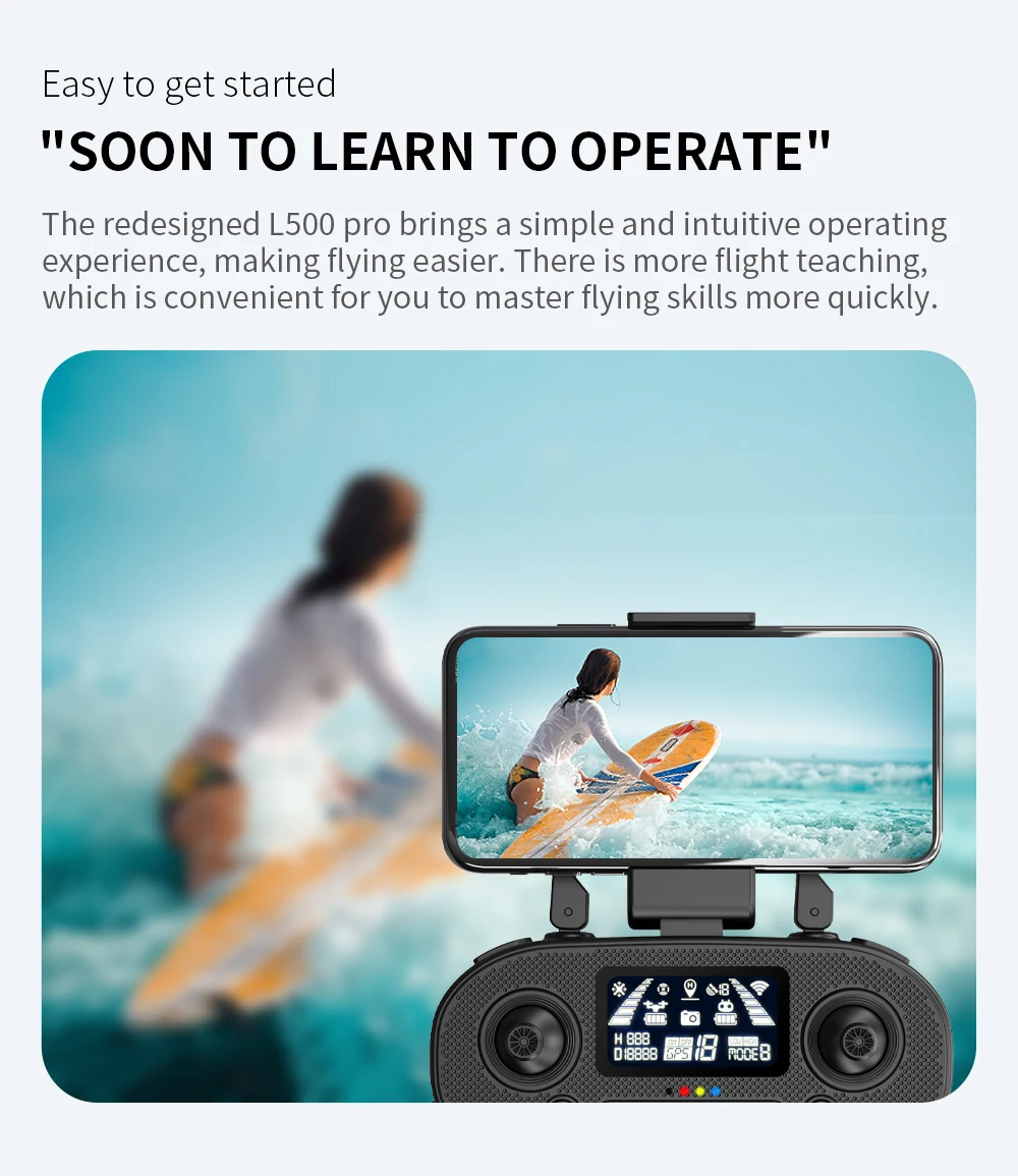 L500 PRO GPS Drone, the redesigned L5OO pro brings a simple and intuitive operating experience, making flying