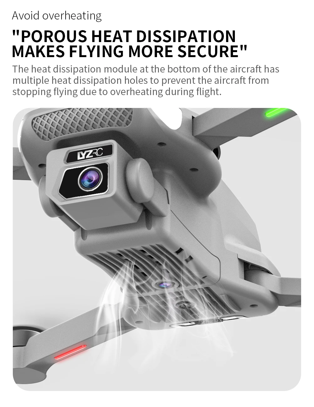 L500 PRO GPS Drone, the heat dissipation module at the bottom of the aircraft has multiple heat .