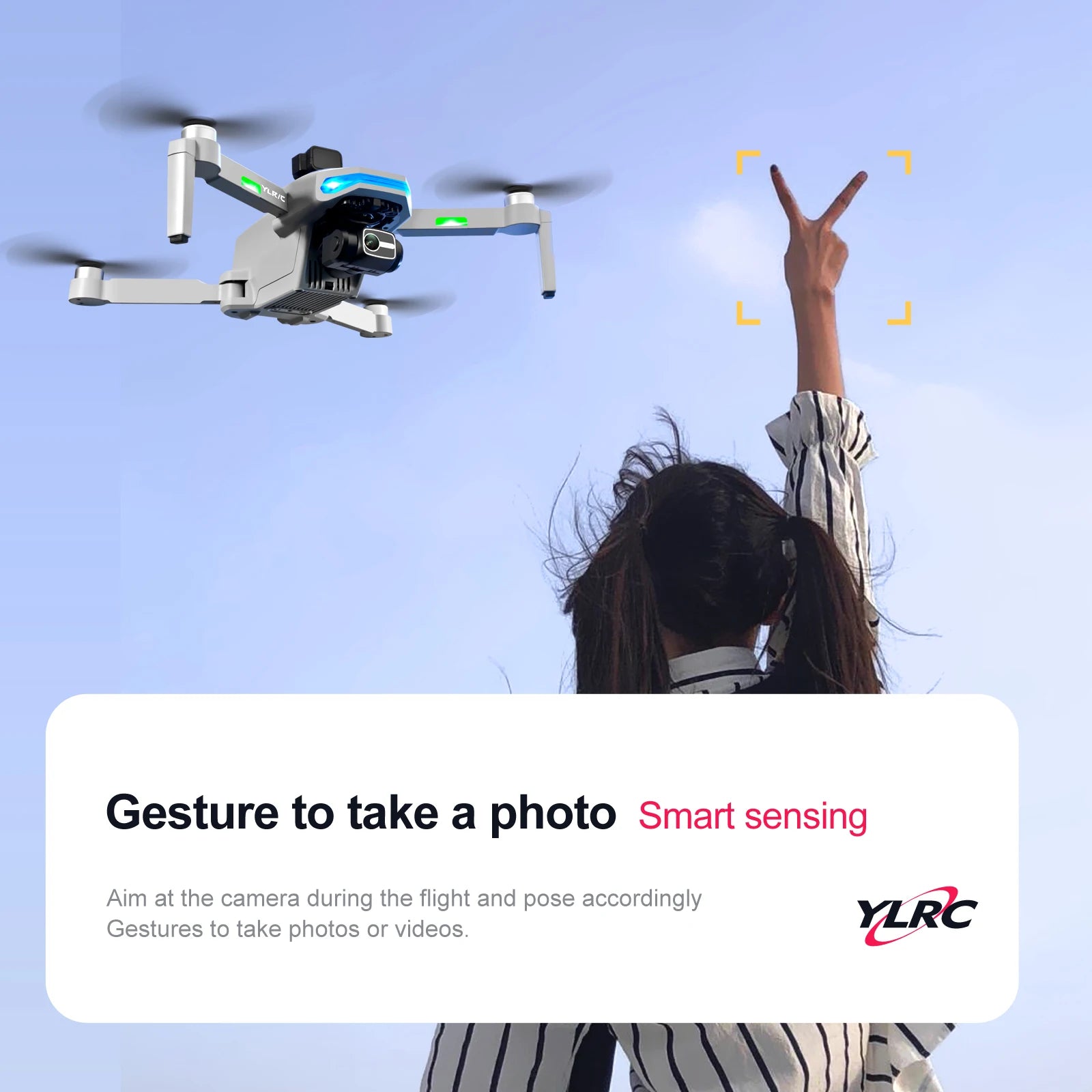 S135 Drone, YLRC YLRiC aims at the camera during the flight and poses