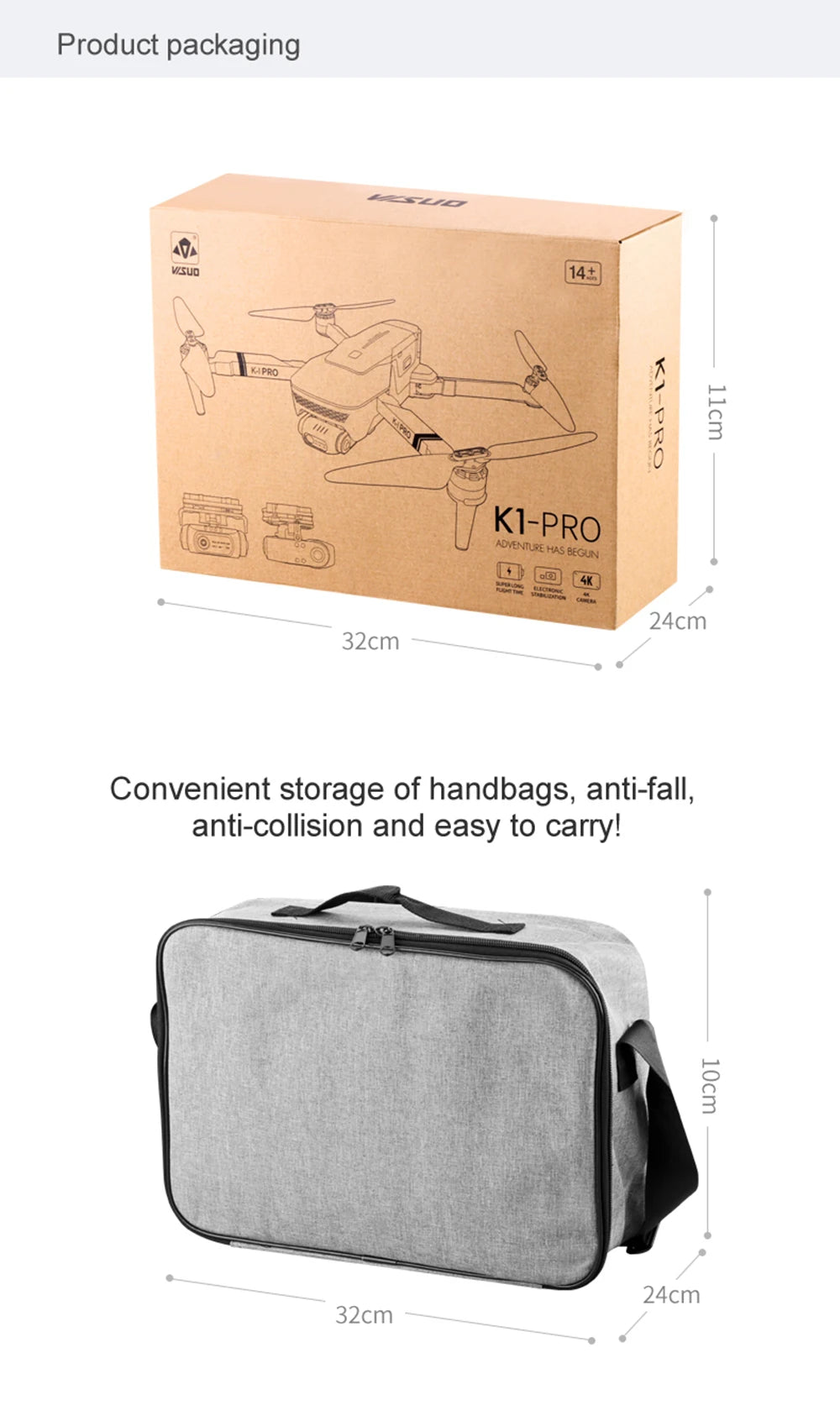 VISUO ZEN K1 PRO Drone, packaging 4772 Visvo 14+ PRO 1 5 ADMENTLRE HAS BEGUN