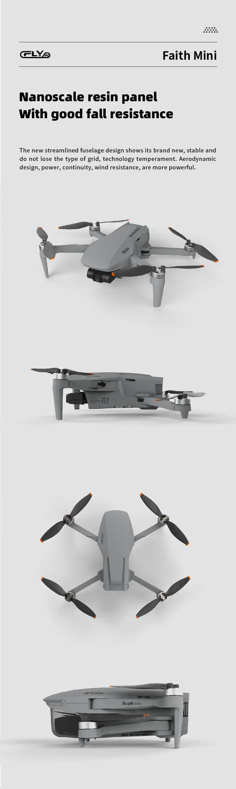 CFLY Faith MINI Drone, CYd Faith Mini Nanoscale resin panel With good fall resistance The new streamlined fuselage