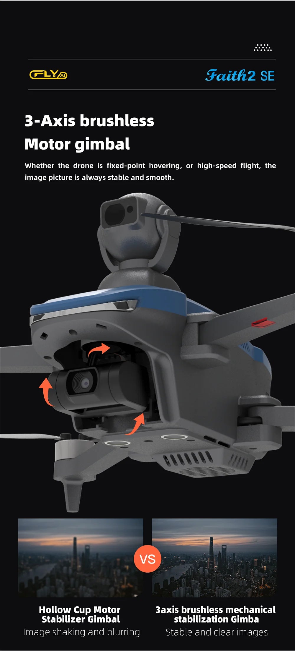 CFLY Faith2 SE Drone - 4K Profesional 3-Axis Gimbal FPV 5G Wifi GPS RC Quadcopter With Camera 540° Obstacle Avoidance Helicopter 14 CFLY Faith2 SE Drone, VS Hollow Cup Motor Baxis brushless mechanical Stabilizer Gimbal stabilization