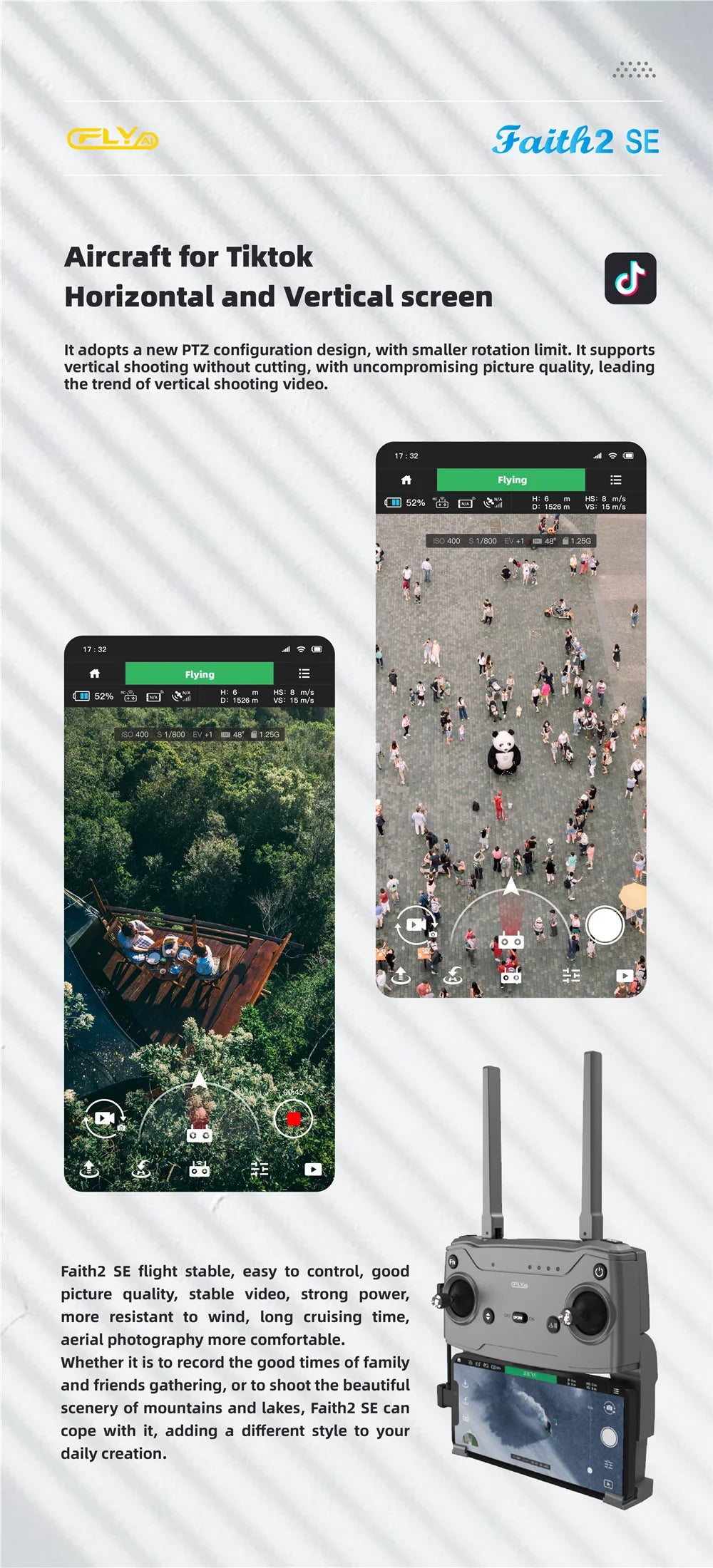 CFLY Faith2 SE Drone - 4K Profesional 3-Axis Gimbal FPV 5G Wifi GPS RC Quadcopter With Camera 540° Obstacle Avoidance Helicopter 18 CFLY Faith2 SE Drone, faith2 SE Aircraft for Tiktok Horizontal and Vertical screen adopts a
