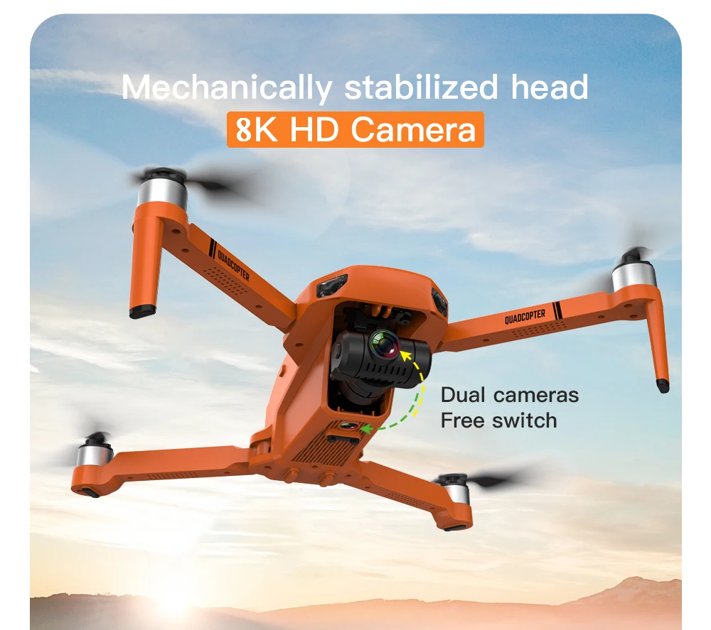 KF102 MAX GPS Drone, Mechanically stabilized head 8K HD Camera Dual cameras Free switch Qacantea quad