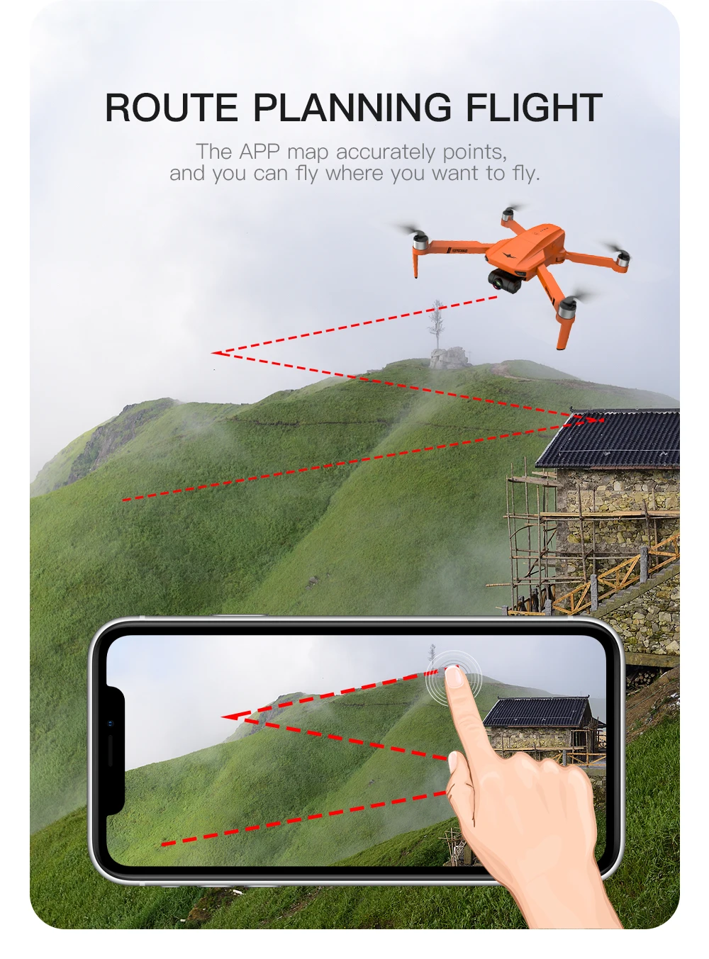 KF102 MAX GPS Drone, ROUTE PLANNING FLIGHT The APP map accurately points; and you can fly where