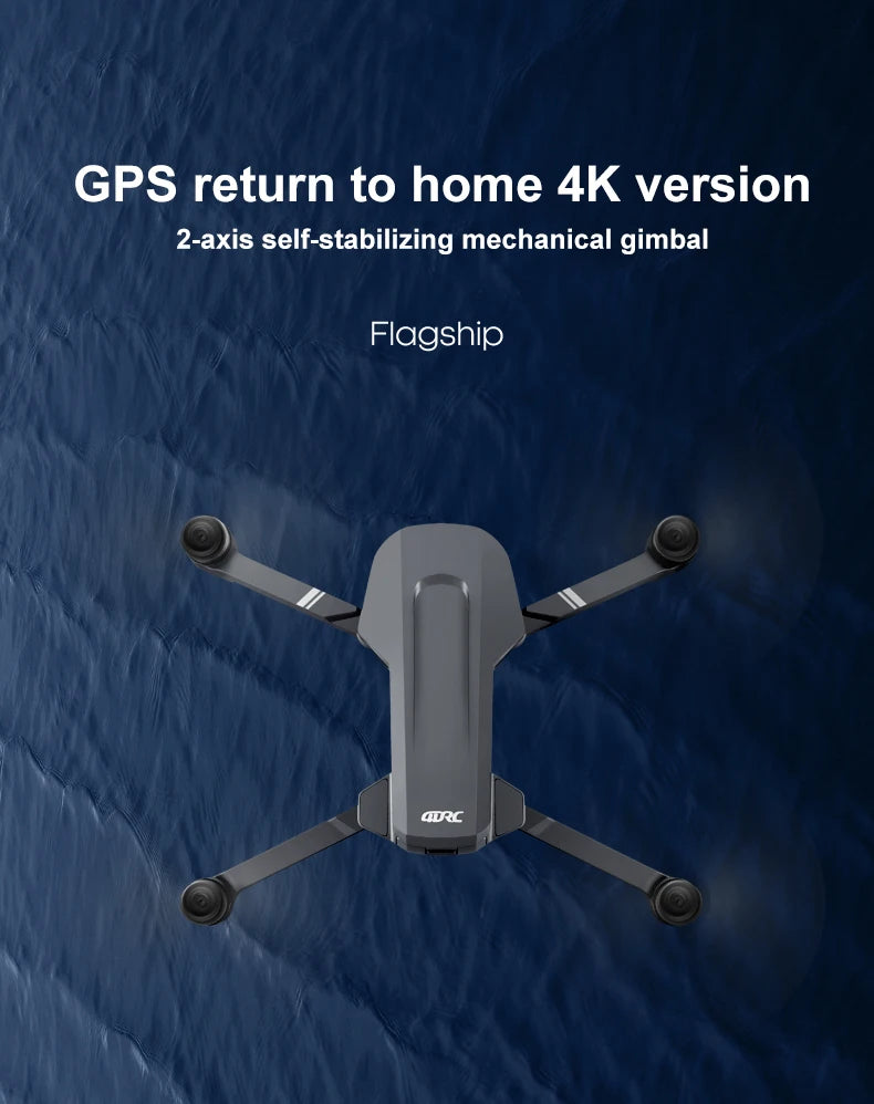 F4 Drone - 4K HD Professional 2-Axis Gimbal Brushless RC Dron GPS 5G WIFI 2KM مسافة الطيران FPV كوادكوبتر قابلة للطي VS SG907 MAX Professional Camera Drone 16 F4 Drone, GPS return to home 4K version 2-axis self-stabilizing mechanical gimbal