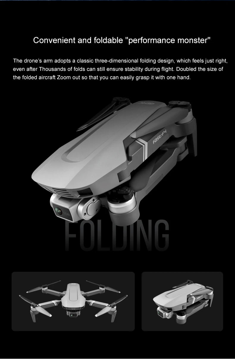 F4 Drone - 4K HD Professional 2-Axis Gimbal Brushless RC Dron GPS 5G WIFI 2KM مسافة الطيران FPV كوادكوبتر قابلة للطي VS SG907 MAX Professional Camera Drone 17 F4 Drone, fscfy's arm adopts a classic three-dimensional folding design