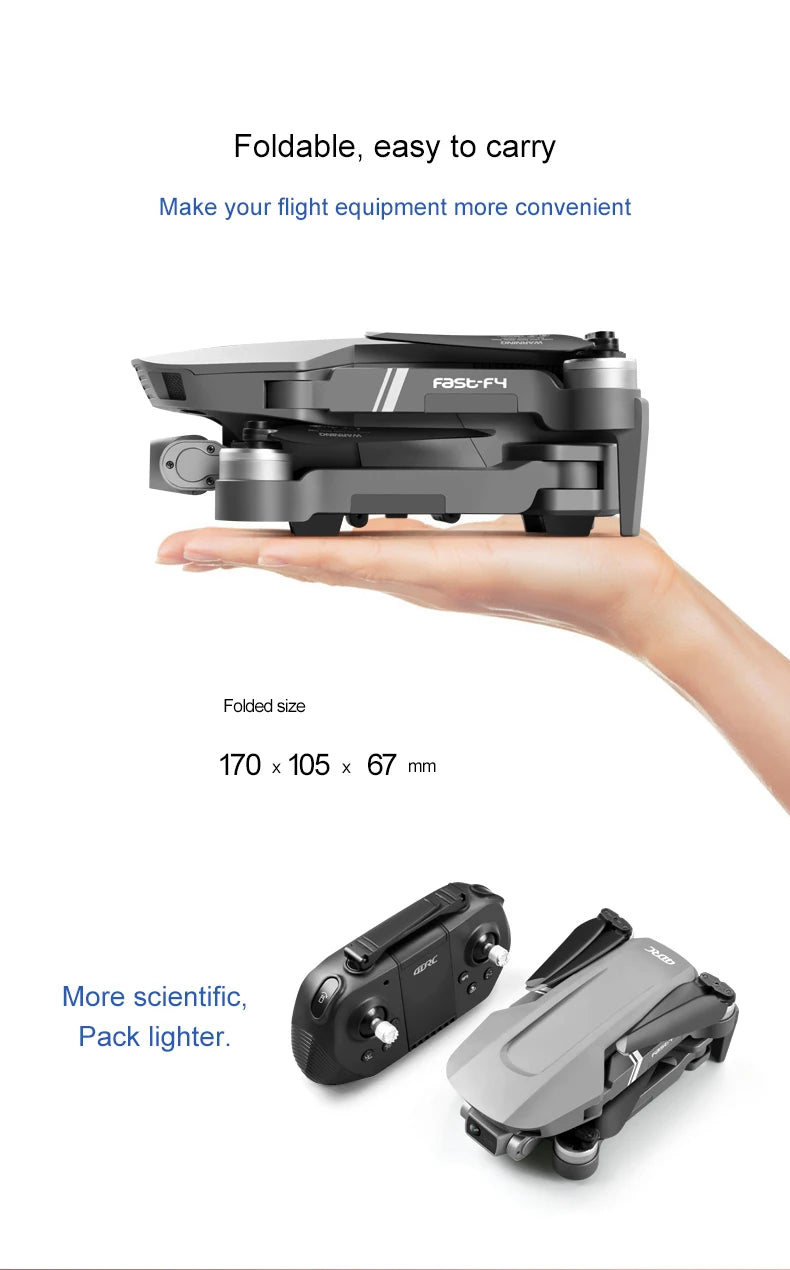 F4 Drone - 4K HD Professional 2-Axis Gimbal Brushless RC Dron GPS 5G WIFI 2KM مسافة الطيران FPV كوادكوبتر قابلة للطي VS SG907 MAX Professional Camera Drone 18 F4 Drone, Foldable, easy to carry Make your flight equipment more convenient Fasbf4 Foldable