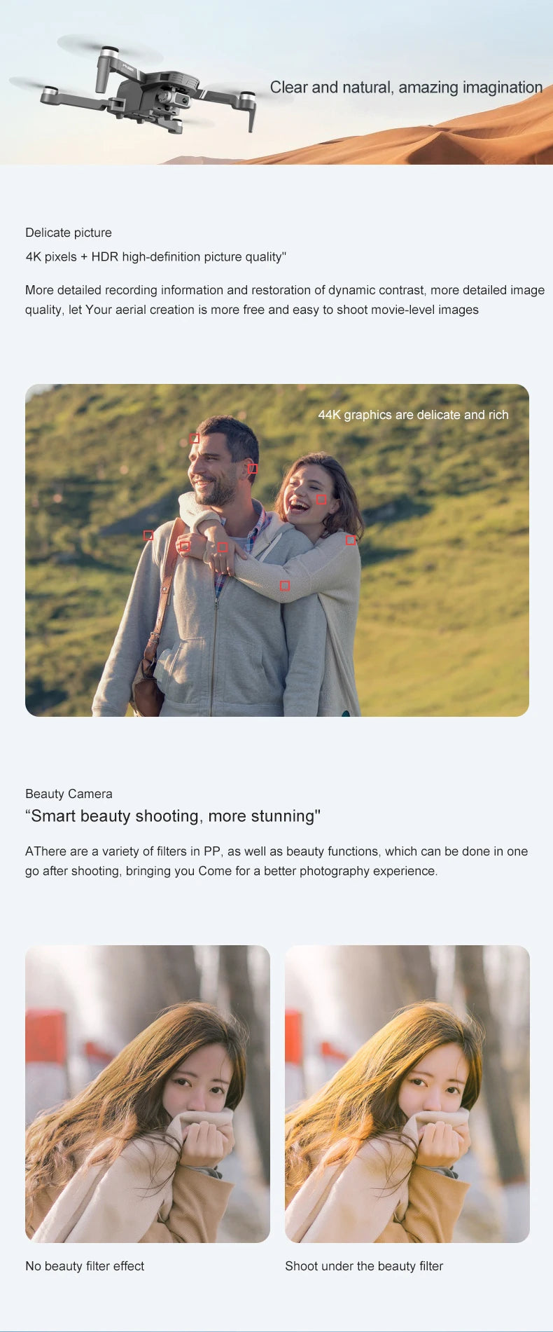 F4 Drone - 4K HD Professional 2-Axis Gimbal Brushless RC Dron GPS 5G WIFI 2KM مسافة الطيران FPV كوادكوبتر قابلة للطي VS SG907 MAX Professional Camera Drone 26 F4 Drone, 4K pixels HDR high-definition picture quality" "Smart beauty shooting, more