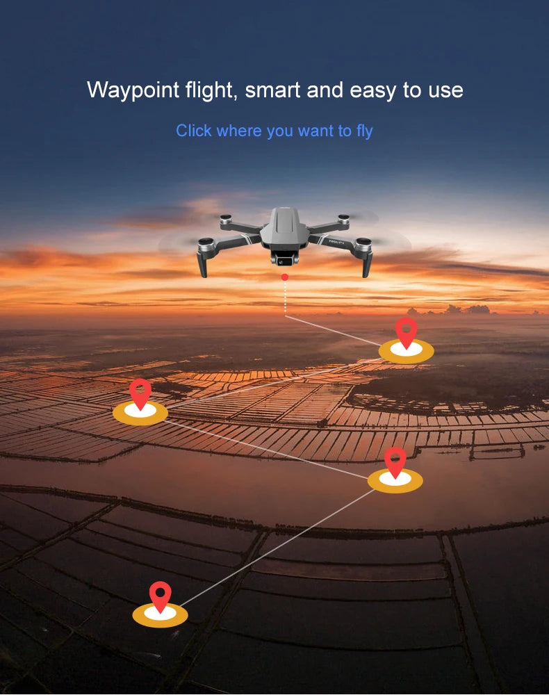 F4 Drone - 4K HD Professional 2-Axis Gimbal Brushless RC Dron GPS 5G WIFI 2KM مسافة الطيران FPV كوادكوبتر قابلة للطي VS SG907 MAX Professional Camera Drone 33 F4 Drone, Waypoint flight, smart and easy to use Click where you want t0