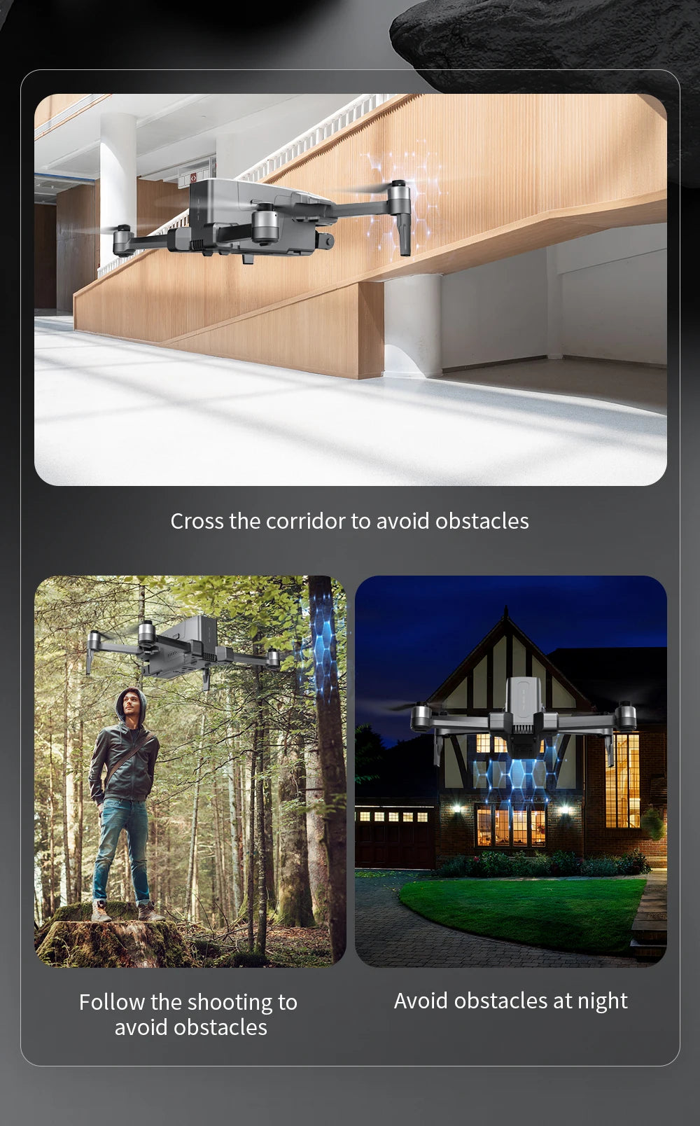 SJRC F22S 4K HD PRO Drone - With 4K HD Camera 2-Axis Gimbal HD Camera Obstacle Avoidance GPS 5G WiFi FPV Quadcopter RC Drone Helicopter Professional Camera Drone 16 SJRC F22S 4K HD PRO Drone, Cross the corridor to avoid obstacles Follow the shooting to Avoid obstacles at night Avoid