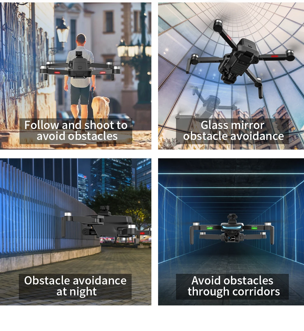 L800 Pro 2 Drone - 4K HD Camera 3-Axis Gimbal 5G WIFI Dron Obstacle Avoidance Brushless Motor RC Professional FPV Quadcopter Professional Camera Drone 25 L800 Pro 2 Drone, Avoid obstacles at night through corridors . Avoid obstacles in the middle of the night .
